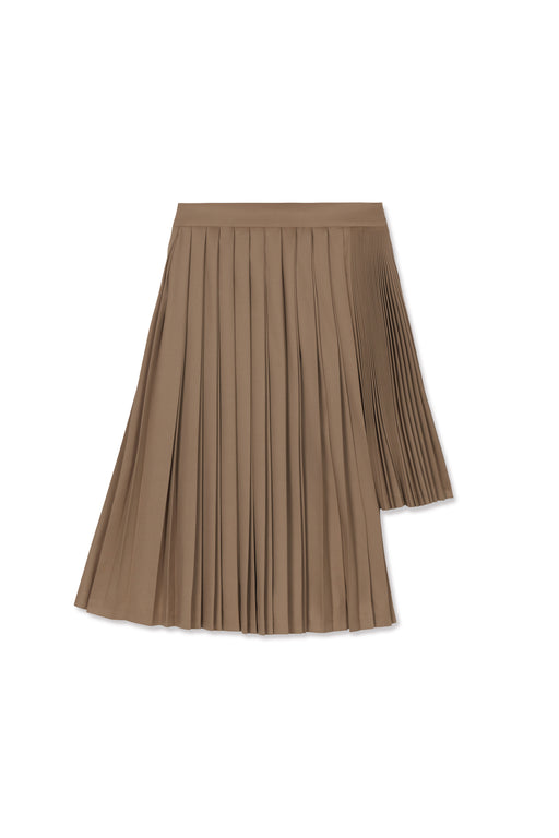 Khaki Contrast Pleated Skirt