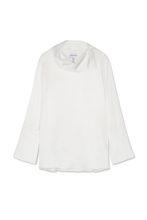 Ivory Mock Neck Silk Neck Shirt