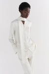 Cream Silk Tie Neck Shirt