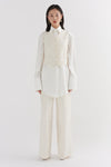 Ivory Linen Wide Leg Trouser
