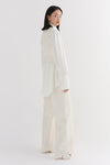 Ivory Linen Wide Leg Trouser