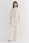 Ivory Linen Wide Leg Trouser