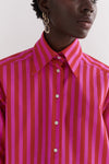 Pink & Red Candy Stripe Oversized Tailored Cotton Shirt