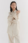 Natural Linen Floaty Smocked Cuff Shirt