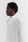 Ivory Mock Neck Silk Neck Shirt