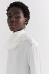 Ivory Mock Neck Silk Neck Shirt