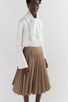 Khaki Contrast Pleated Skirt