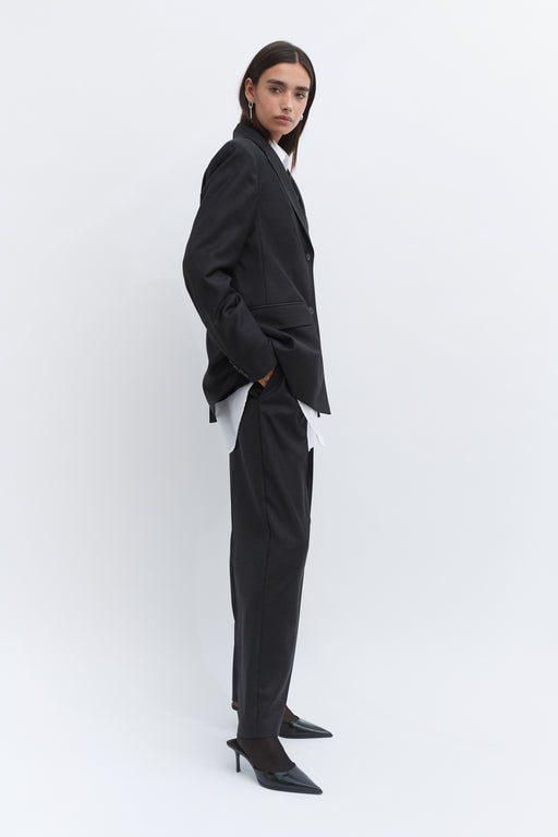 Grey Wool Pleated Trouser