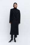 Navy Double Breasted Tailored Wool Coat