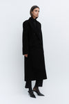 Black Double Breasted Tailored Wool Coat