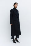 Navy Double Breasted Tailored Wool Coat