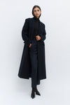 Navy Double Breasted Tailored Wool Coat