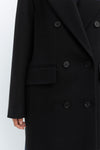 Black Double Breasted Tailored Wool Coat