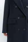Navy Double Breasted Tailored Wool Coat