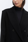 Black Double Breasted Tailored Wool Coat