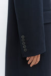 Navy Double Breasted Tailored Wool Coat