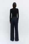 Navy Wool Wide Leg Trouser