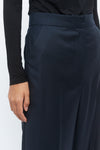 Navy Wool Wide Leg Trouser