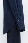 Grandad Navy Oversized Tailored Organic Poplin Shirt