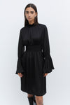 Silk Black Smocked Floaty Dress