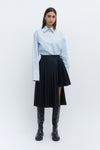Navy Contrast Pleated Skirt