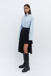 Navy Contrast Pleated Skirt