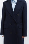 Pinstripe Double Breasted Tailored Wool Coat