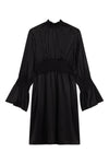 Silk Black Smocked Floaty Dress