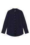 Grandad Navy Oversized Tailored Organic Poplin Shirt