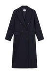 Pinstripe Double Breasted Tailored Wool Coat