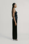 Black Wide Leg Silk Tailored Trouser
