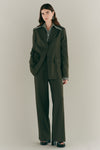 Olive Green Wool Single Breasted Jacket