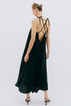 Open Back Strap Slip Black Floaty Dress