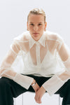 Ivory Organza Silk Oversized Tailored Shirt