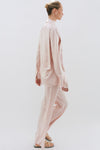 Baby Pink Wide Leg Silk Tailored Trouser