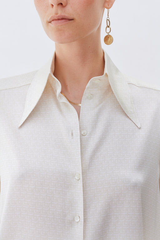 LP Printed Silk Exaggerated collar shirt