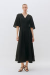 Open Back Black Linen Floaty Dress
