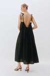 Open Back Strap Slip Black Floaty Dress