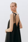 Open Back Strap Slip Black Floaty Dress