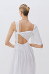 White Linen Asymmetrical Dress