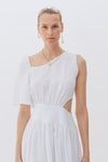 White Linen Asymmetrical Dress