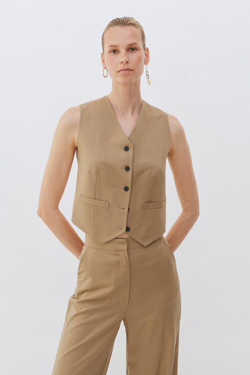 Khaki Wool Waistcoat