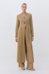 Khaki Single Breasted Tailored Wool Coat