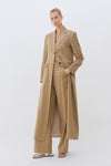 Khaki Single Breasted Tailored Wool Coat