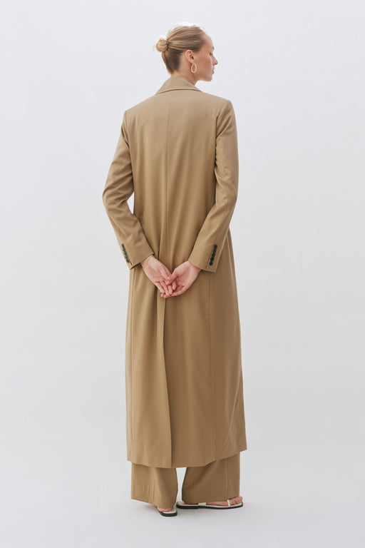 Khaki Single Breasted Tailored Wool Coat