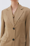 Khaki Single Breasted Tailored Wool Coat