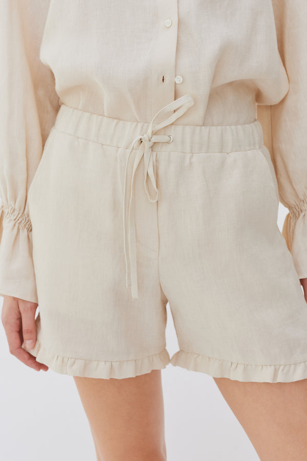 Linen Frill Detail Shorts