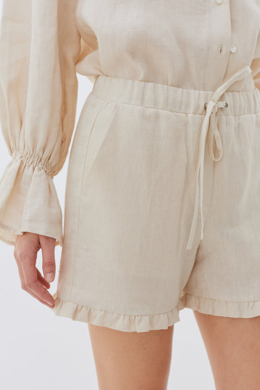 Linen Frill Detail Shorts