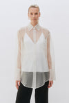 Ivory Organza Silk Oversized Tailored Shirt