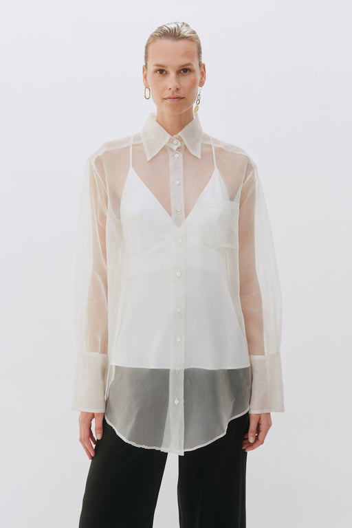 Ivory Organza Silk Oversized Tailored Shirt
